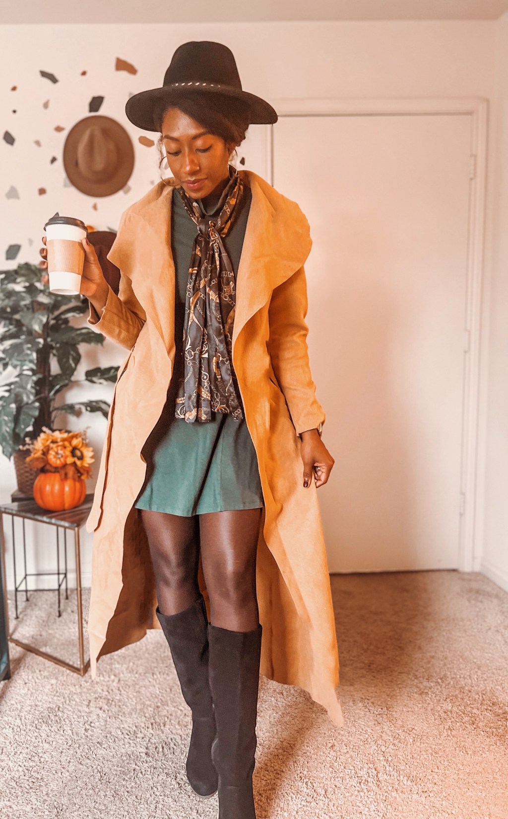 floor length drape coat&nbsp;outfit