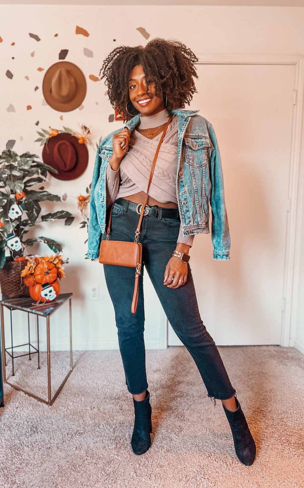 Knit Mock Neck Crop Top Sweater&nbsp;Outfit