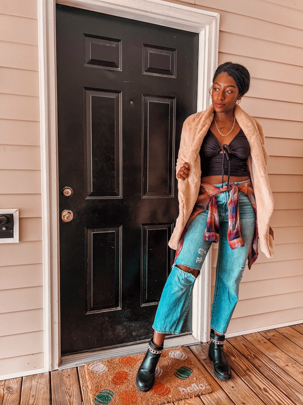 Fur faux coat&nbsp;outfit