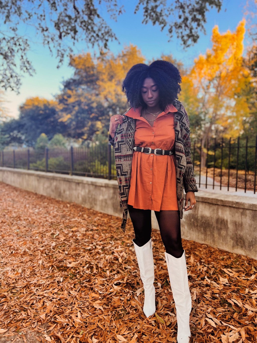 Rust collared mini dress&nbsp;styling